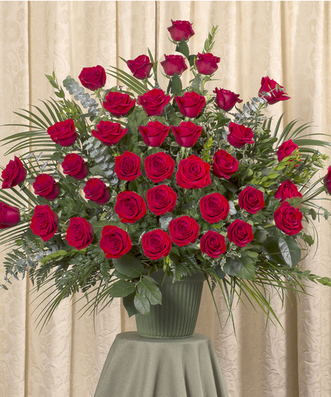 red rose funeral urn