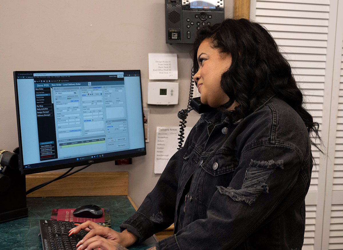 Brianna Watson, a sales associate, handles our latest phone order